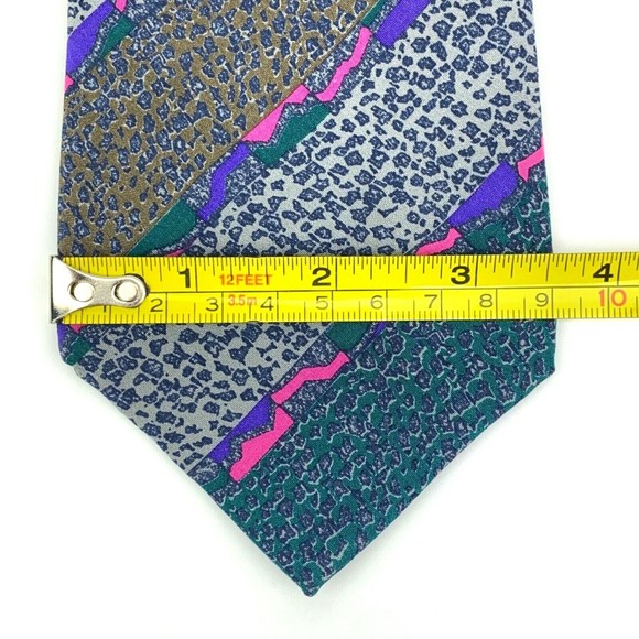 MISSONI Diagonal Animal Print Striped Multicolor 100% Silk Necktie - Needs fix - Picture 12 of 12